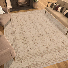 handmade Transitional Kafkaz Beige Brown Hand Knotted RECTANGLE 100% WOOL area rug 9' x 12'