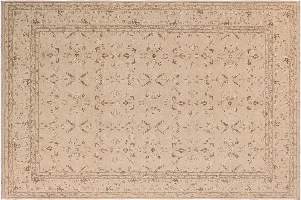 handmade Transitional Kafkaz Beige Brown Hand Knotted RECTANGLE 100% WOOL area rug 9' x 12'