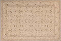 handmade Transitional Kafkaz Beige Brown Hand Knotted RECTANGLE 100% WOOL area rug 9' x 12'