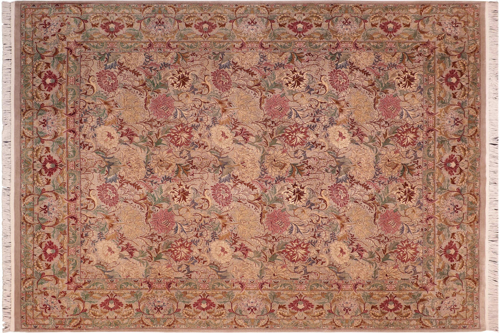 handmade Transitional Morris Taupe Red Hand Knotted RECTANGLE 100% WOOL area rug 8x10