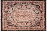 handmade Traditional Abusson Black Beige Hand Knotted RECTANGLE 100% WOOL area rug 8x10