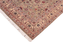 handmade Traditional Abasi Afsha Green Beige Hand Knotted RECTANGLE 100% WOOL area rug 8x10