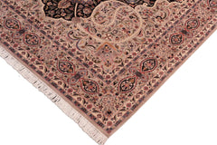handmade Traditional Chugtai Taupe Black Hand Knotted RECTANGLE 100% WOOL area rug 8x10