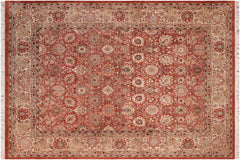 handmade Traditional Tabriz Rust Beige Hand Knotted RECTANGLE 100% WOOL area rug 8x10