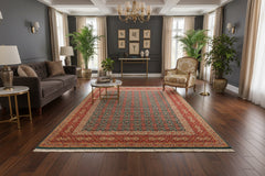 handmade Transitional Green Rust Hand Knotted RECTANGLE 100% WOOL area rug 8x10
