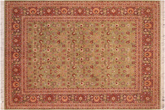 handmade Traditional Regular Green Aubergine Hand Knotted RECTANGLE 100% WOOL area rug 8x10