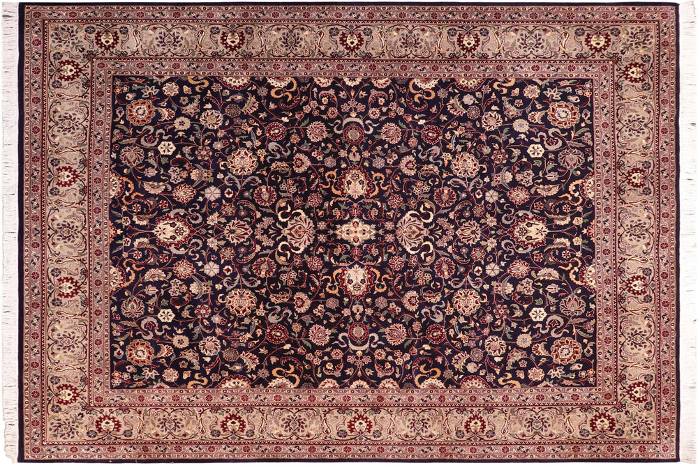 handmade Traditional Abasi Afsha Blue Gray Hand Knotted RECTANGLE 100% WOOL area rug 8x10