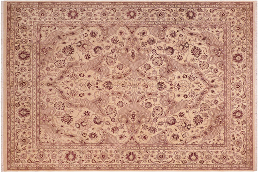 handmade Traditional Kirman Beige Brown Hand Knotted RECTANGLE 100% WOOL area rug 8x10