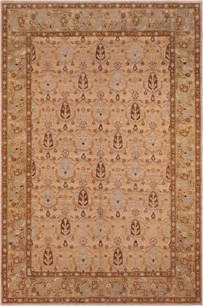 handmade Transitional Kafkaz Tan Brown Hand Knotted RECTANGLE 100% WOOL area rug 6 x 10