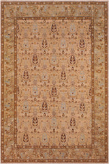 handmade Transitional Kafkaz Tan Brown Hand Knotted RECTANGLE 100% WOOL area rug 6 x 10