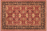 handmade Transitional Kafkaz Rust Blue Hand Knotted RECTANGLE 100% WOOL area rug 6' x 9'