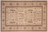 handmade Geometric Kafkaz Beige Brown Hand Knotted RECTANGLE 100% WOOL area rug 6' x 9'