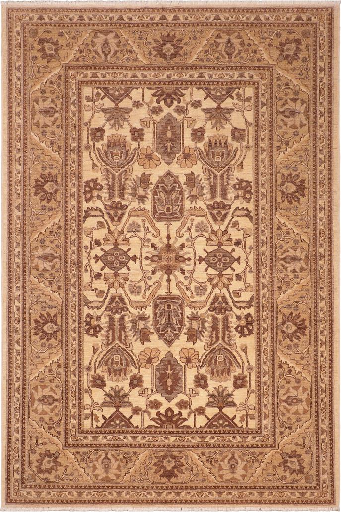 handmade Traditional Kafkaz Beige Brown Hand Knotted RECTANGLE 100% WOOL area rug 6 x 9