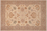handmade Traditional Kafkaz Ivory Lt. Brown Hand Knotted RECTANGLE 100% WOOL area rug 6x9
