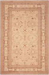 handmade Traditional Kafkaz Tan Brown Hand Knotted RECTANGLE 100% WOOL area rug 7 x 9