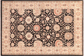 handmade Traditional Lahore Black Beige Hand Knotted RECTANGLE 100% WOOL area rug 6x9