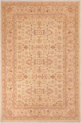 handmade Transitional Kafkaz Beige Tan Hand Knotted RECTANGLE 100% WOOL area rug 6 x 9