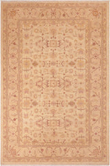 handmade Transitional Kafkaz Beige Tan Hand Knotted RECTANGLE 100% WOOL area rug 6 x 9