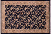 handmade Transitional Kafkaz Blue Tan Hand Knotted RECTANGLE 100% WOOL area rug 6' x 9'