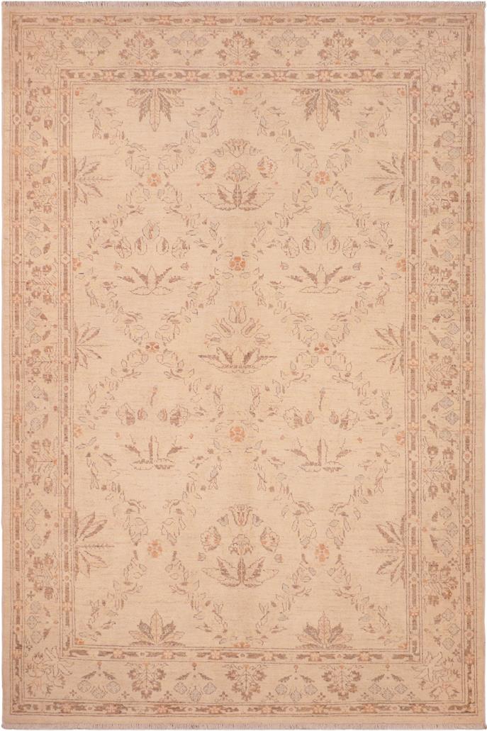 handmade Transitional Kafkaz Beige Brown Hand Knotted RECTANGLE 100% WOOL area rug 6 x 9