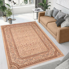 handmade Transitional Kafkaz Beige Brown Hand Knotted RECTANGLE 100% WOOL area rug 6 x 9