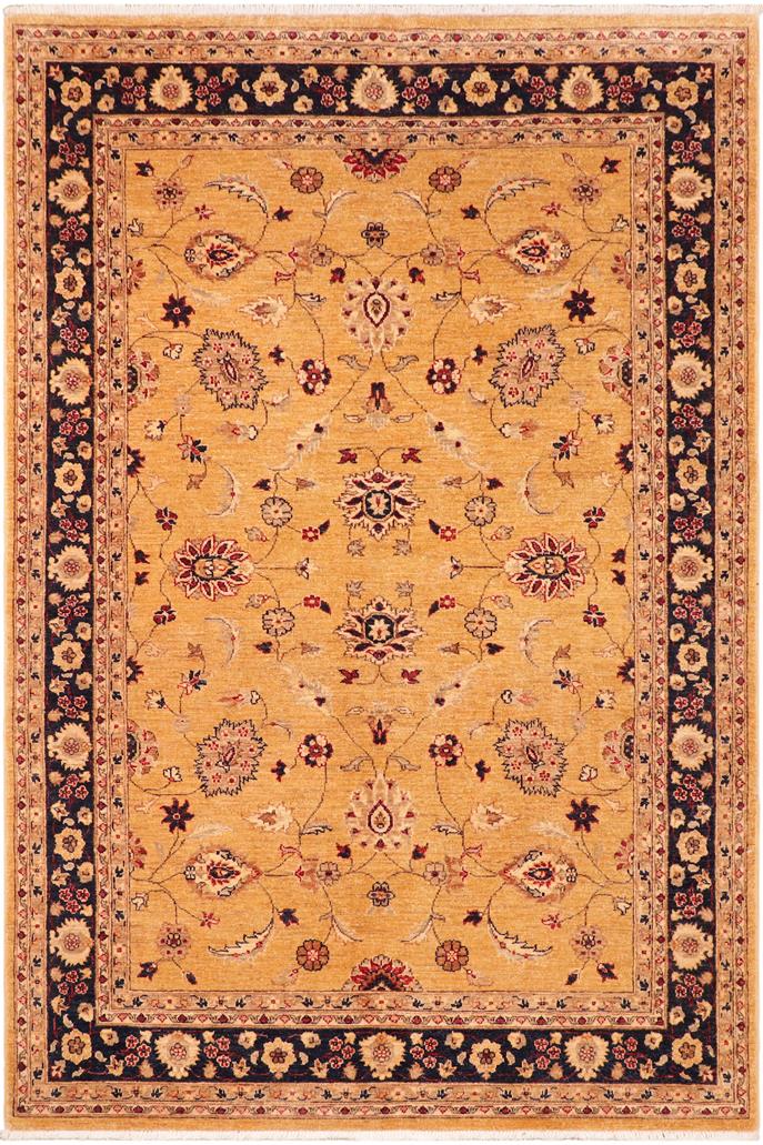 handmade Traditional Kafkaz Gold Blue Hand Knotted RECTANGLE 100% WOOL area rug 6 x 9