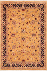 handmade Traditional Kafkaz Gold Blue Hand Knotted RECTANGLE 100% WOOL area rug 6 x 9