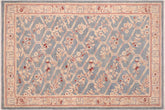 handmade Transitional Kafkaz Blue Tan Hand Knotted RECTANGLE 100% WOOL area rug 6' x 9'