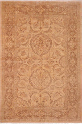 handmade Traditional Kafkaz Tan Brown Hand Knotted RECTANGLE 100% WOOL area rug 6 x 9