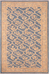 handmade Transitional Kafkaz Blue Tan Hand Knotted RECTANGLE 100% WOOL area rug 6 x 9