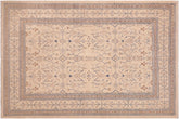 handmade Transitional Kafkaz Tan Blue Hand Knotted RECTANGLE 100% WOOL area rug 6' x 9'