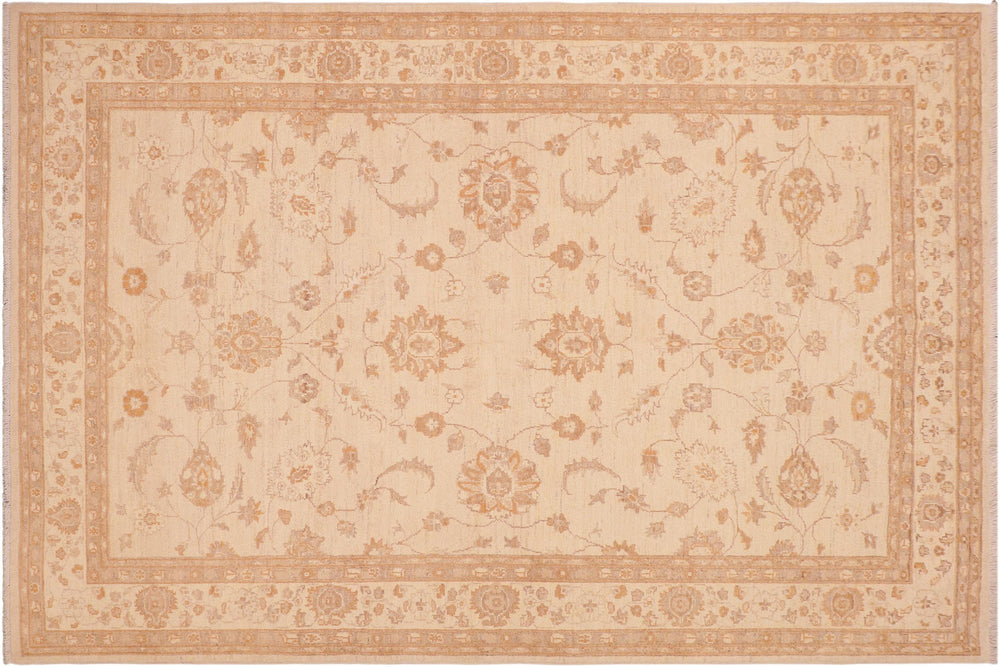handmade Traditional Kafkaz Tan Brown Hand Knotted RECTANGLE 100% WOOL area rug 6x8