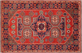 Bohemian Kargahi Cristin Rust/Blue Wool Rug - 6'4'' x 8'10''