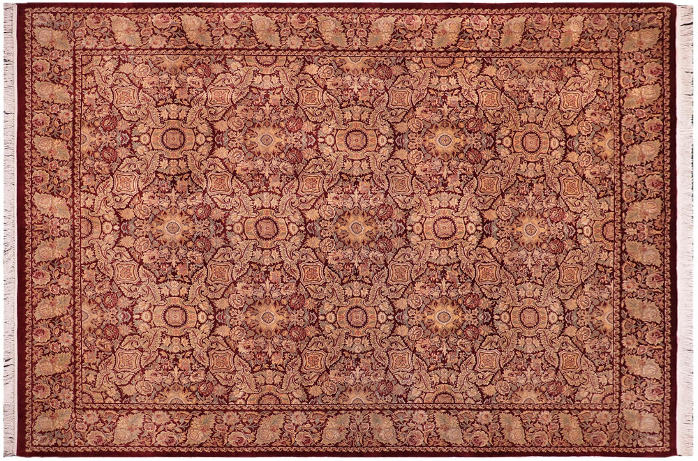 handmade Transitional Dhop Red Red Hand Knotted RECTANGLE 100% WOOL area rug 9x12