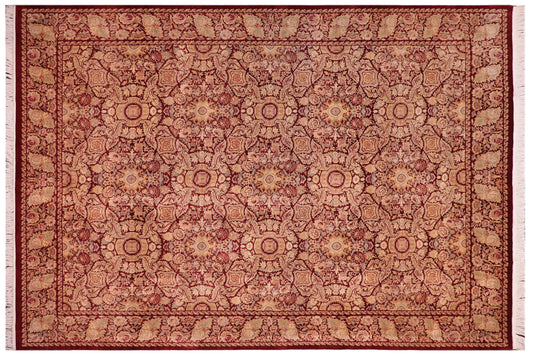 handmade Transitional Dhop Red Red Hand Knotted RECTANGLE 100% WOOL area rug 9x12