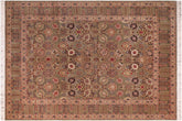 handmade Transitional Tabriz Green Beige Hand Knotted RECTANGLE 100% WOOL area rug 8x10