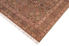 handmade Transitional Tabriz Green Beige Hand Knotted RECTANGLE 100% WOOL area rug 8x10