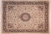 handmade Traditional Isphan Taupe Black Hand Knotted RECTANGLE 100% WOOL area rug 8x10