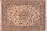handmade Traditional Gulshan Beige Gold Hand Knotted RECTANGLE 100% WOOL area rug 8x10
