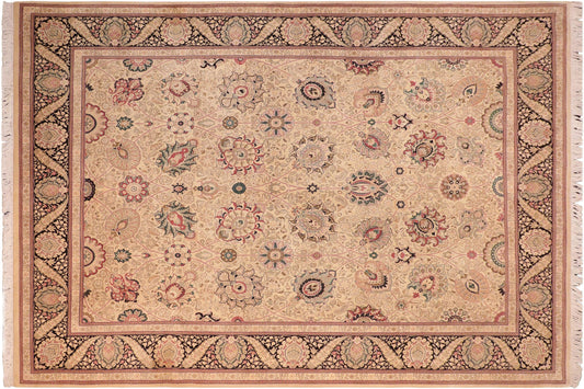 handmade Traditional New Mubashe Beige Black Hand Knotted RECTANGLE 100% WOOL area rug 8x11