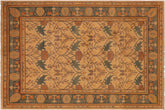 handmade Transitional Antique Tan Drk.green Hand Knotted RECTANGLE 100% WOOL area rug 7' x 10'