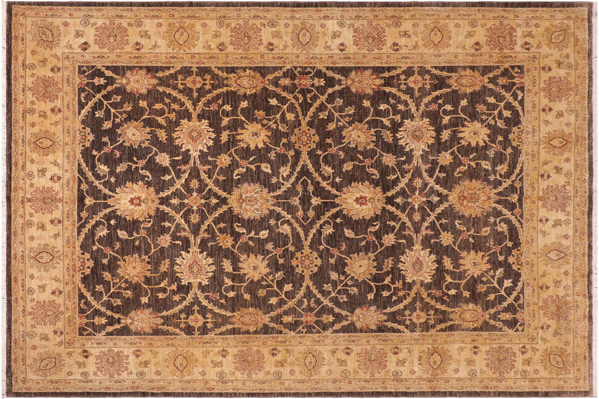 8x10 hand knotted transitional wool rug in brown and tan - Bohemian Agnus
