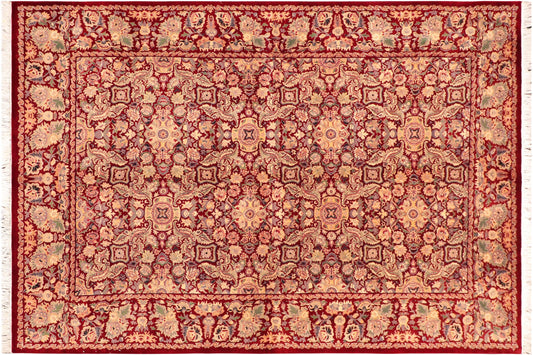 handmade Transitional Doop Red Gold Hand Knotted RECTANGLE 100% WOOL area rug 6x9