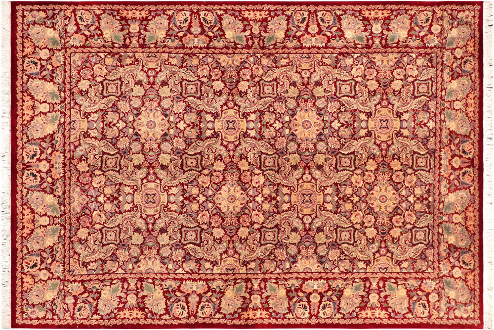 handmade Transitional Doop Red Gold Hand Knotted RECTANGLE 100% WOOL area rug 6x9