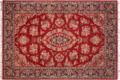 handmade Traditional Sarook Red Blue Hand Knotted RECTANGLE 100% WOOL area rug 6x9