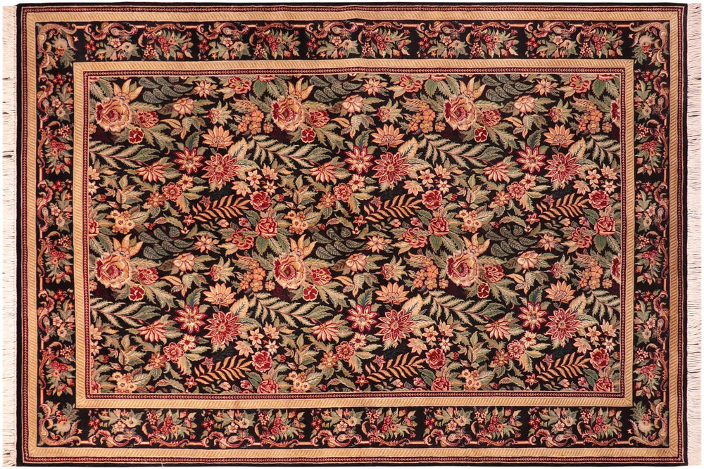handmade Transitional Basarabian Black Red Hand Knotted RECTANGLE 100% WOOL area rug 6x9
