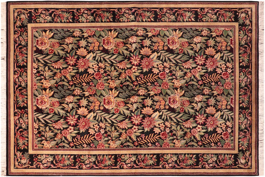 handmade Transitional Basarabian Black Red Hand Knotted RECTANGLE 100% WOOL area rug 6x9