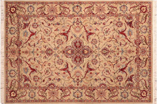 handmade Traditional Hamadan Taupe Red Hand Knotted RECTANGLE 100% WOOL area rug 6x9