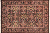handmade Transitional Kashan Black Red Hand Knotted RECTANGLE 100% WOOL area rug 6x9