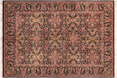 handmade Transitional Kashan Black Red Hand Knotted RECTANGLE 100% WOOL area rug 6x9